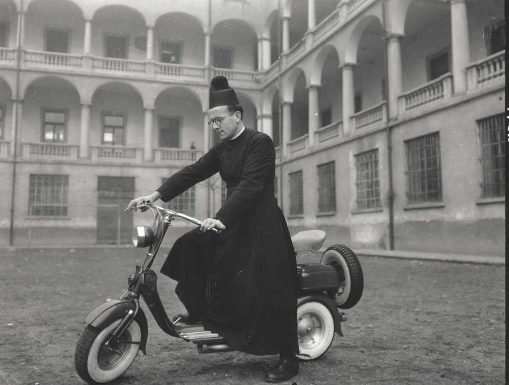 1950 Priest with Lambretta scooter