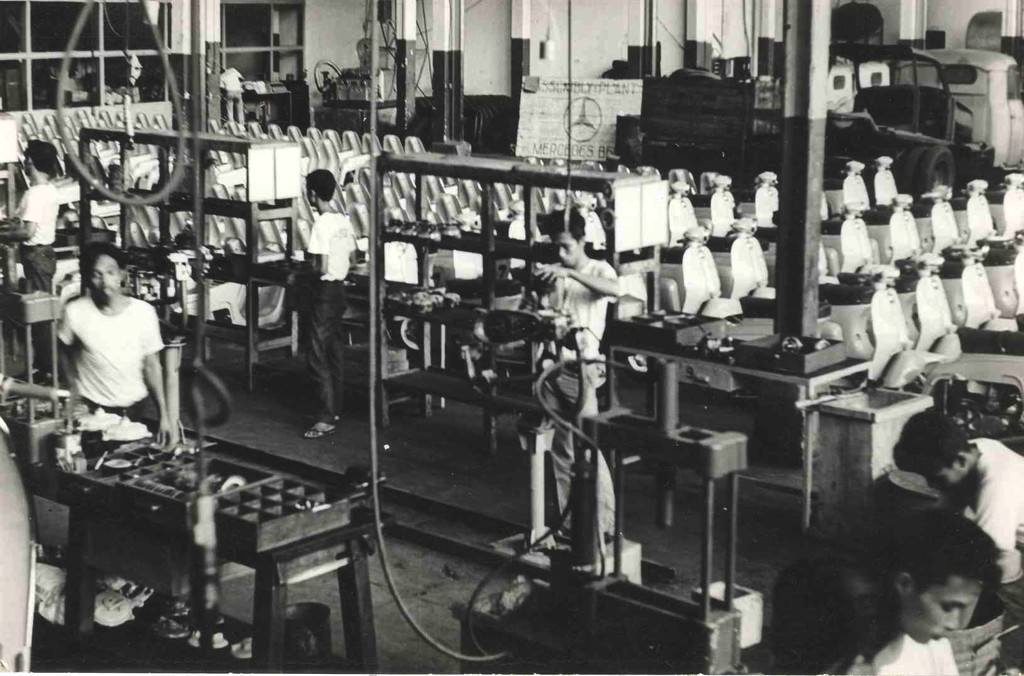 1955 Assembly line for the 125 Super Star Stream in Jacarta, Indonesia