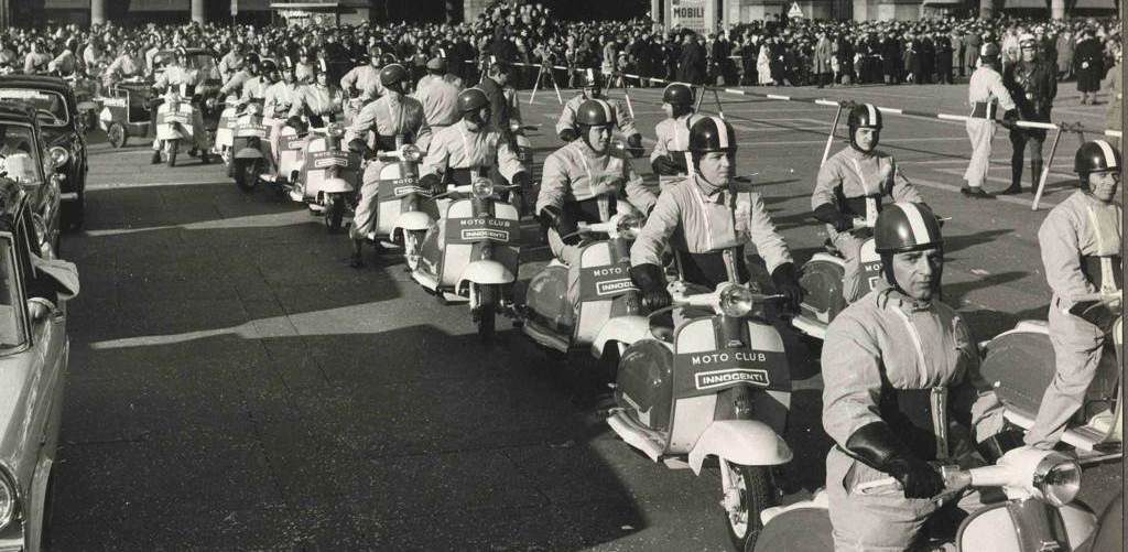 1960 Ambrosian parade, Milan with Lambretta scooters