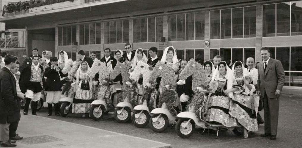 1961 Europe flower parade in Sanremo with Lambretta scooters