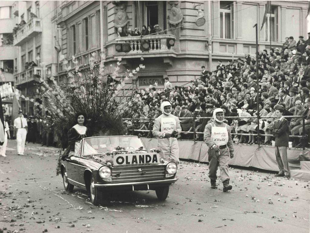 1961 Europe flower parade in Sanremo with Lambretta car