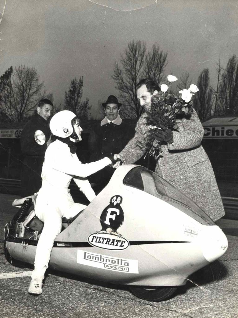 1965 Marlene Parker Lambretta record test at Monza getting flowers