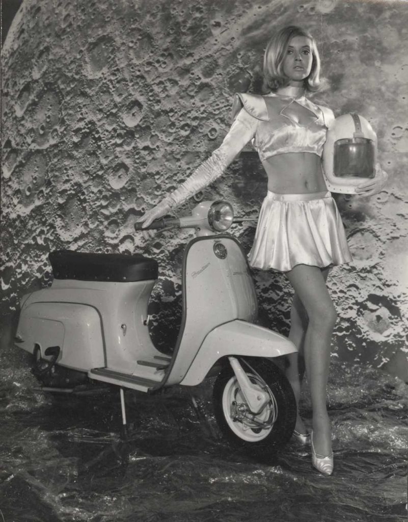 1966 Lambretta scooter with woman on the moon