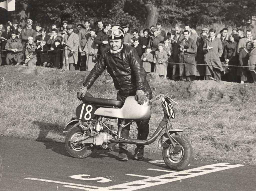 Denis Parkinson with Lambretta scooter race