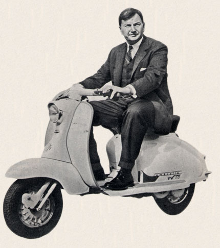 David Rockefeller on Lambretta scooter